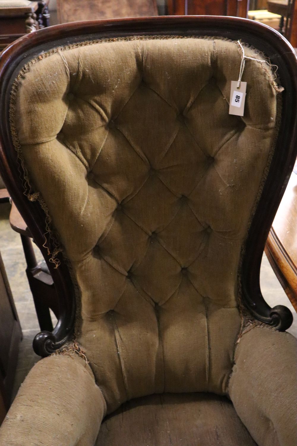 A Victorian mahogany framed high backed armchair